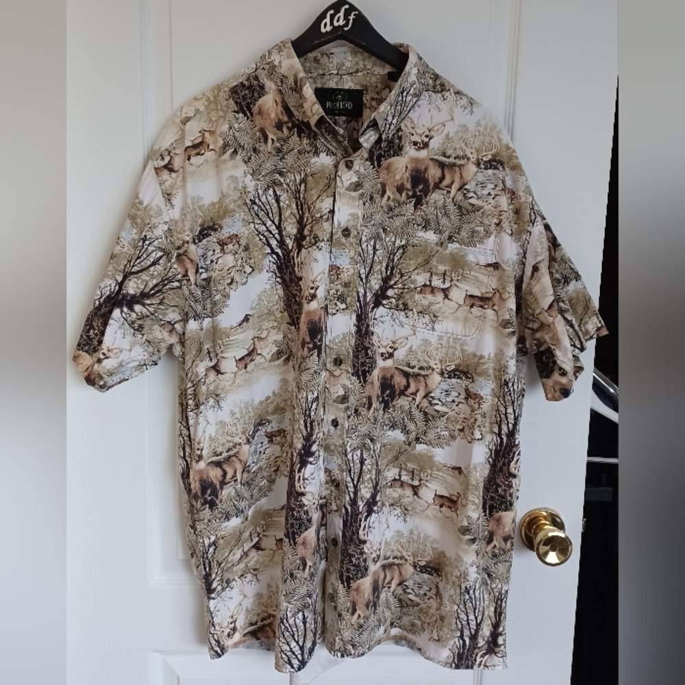 REDHEAD MENS XL BUCK CAMO PRINT BUTTON-DOWN SHIRT WITH LEFT CHEST  POCKET